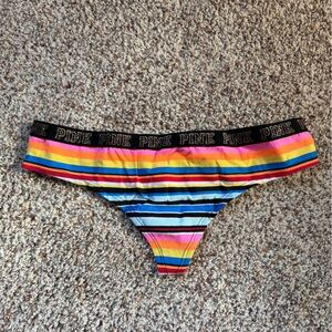 PINK Victoria's Secret Rainbow Striped Cotton Thong size M